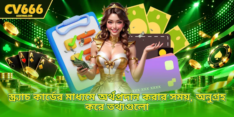 স্ক্র্যাচ কার্ডের মাধ্যমে অর্থপ্রদান করার সময়, অনুগ্রহ করে তথ্যগুলো